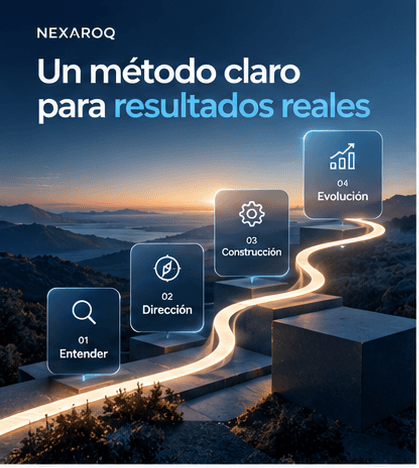 Representación visual conceptual del método de trabajo NEXAROQ