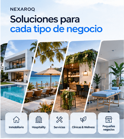Composición visual de soluciones digitales para distintos tipos de negocio